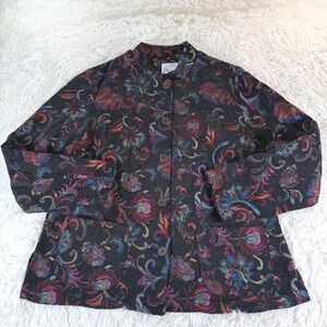Vintage The Tog Shop Women's Multicolor Floral Brocade Blazer Jacket Medium Boho